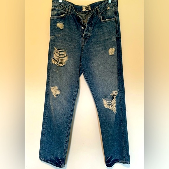 Free People We the Free Boy Friend Distressed Jeans Size 30 - Picture 3 of 6